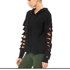ALO Yoga Black Cutout Sleeve Sweatshirt